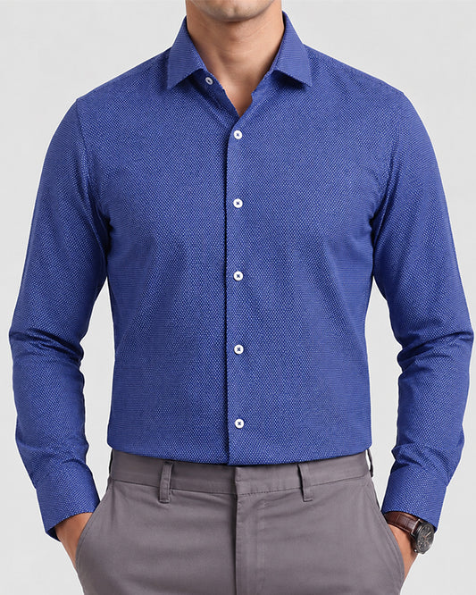 Calvy Klien Branded Mens Formal Shirt-Blue Micro-Dot MFS-46