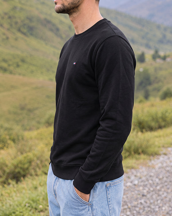 Tomie Hil Branded Mens Black Classic Crewneck Sweatshirt Sp-28