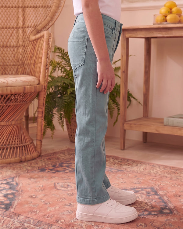 SFRA Girls’ Premium Denim Wide-Leg Jeans – Aqua Teal GJ-03