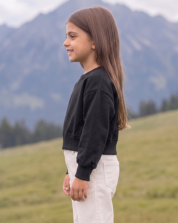 Zarraa Branded Girls Plain Black Fleece Sweatshirt Sp-10