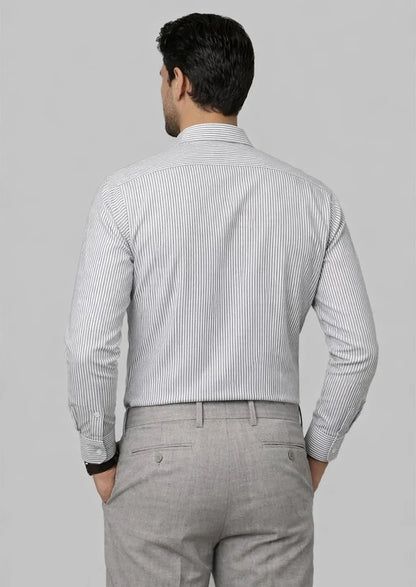 Michael Krs Branded Men's Slim Fit Striped Shirt White & Grey Color MFS-06