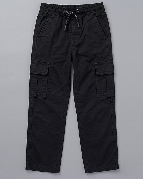 Kids Premium Black Cargo Trousers – Unisex | Soft Cotton Comfort