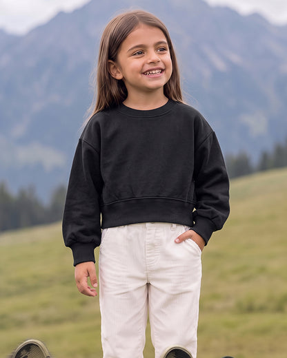 Zarraa Branded Girls Plain Black Fleece Sweatshirt Sp-10
