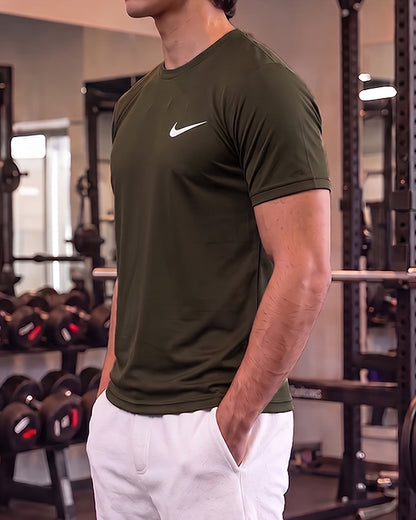 Nikk Branded Men's Essential Performance Athletic T-Shirt -Olive Green MDT-51
