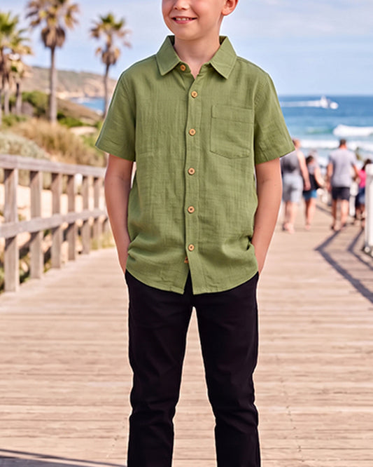 TILTY Branded Boy's Green Color Shirt Half Sleeves BS-09