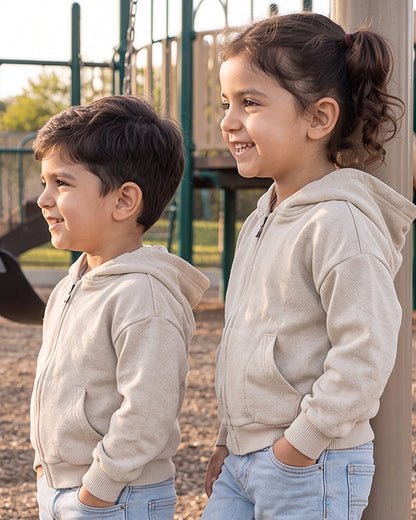 Branded Kid's Classic Beige Zip-Up Hoodie