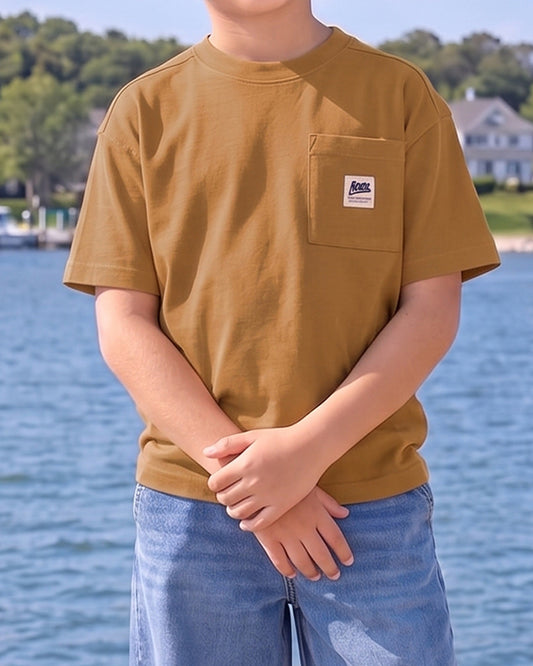 ZARRAA Branded  Boy's Camel Brown Color T-shirt BTS-15