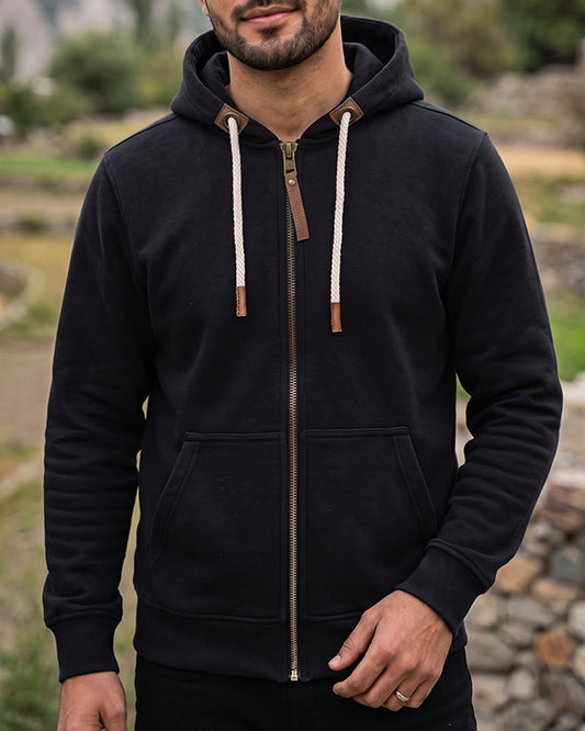 Adony Branded Men's Black Classic Zip-Up Hoodie MZH-03