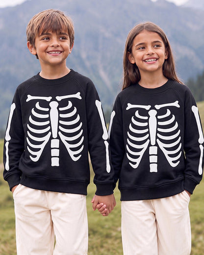 Leftees Branded Unisex Kids Glow Skeleton Sweatshirt – Black KSWT-04