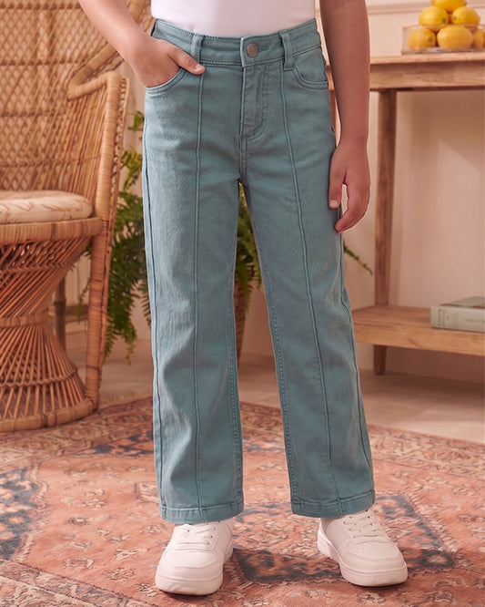 SFRA Girls’ Premium Denim Wide-Leg Jeans – Aqua Teal GJ-03