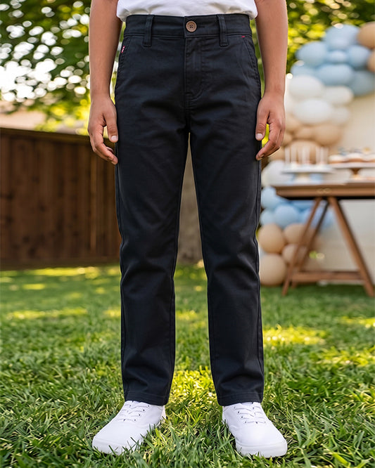 Beverlly HEELS Branded Boys Black Chino Pants BCP-06