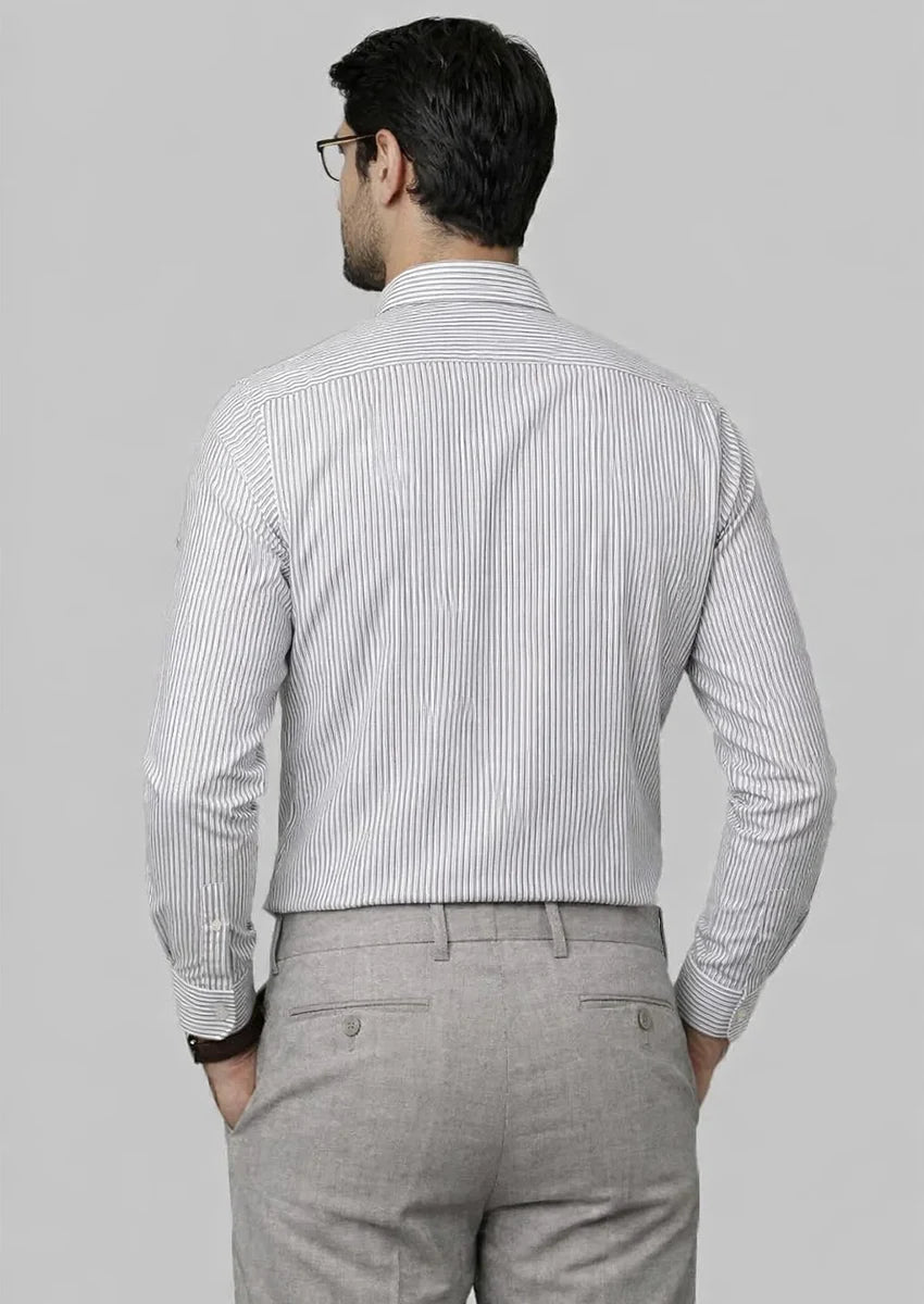 Michael Krs Branded Men's Slim Fit Striped Shirt White & Grey Color MFS-07