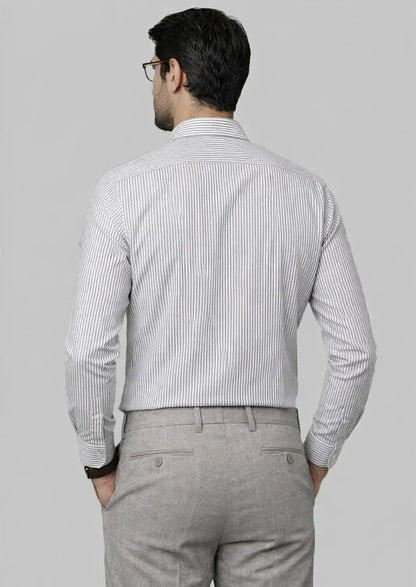 Michael Krs Branded Men's Slim Fit Striped Shirt White & Grey Color MFS-07