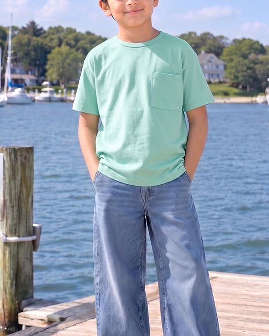 ZARRAA Branded  Boy's Aqua Green Color T-shirt BTS-06