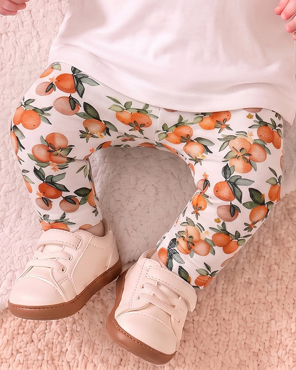 Branded Girl's Citrus Orange Printed Leggings GTD-18