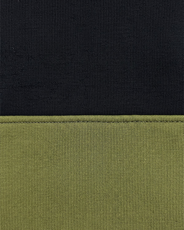 Branded Olive Green & Black Color-Blocked Quarter-Zip Sweatshirt MSWT-02