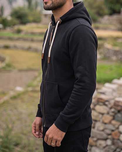 Adony Branded Men's Black Classic Zip-Up Hoodie MZH-03