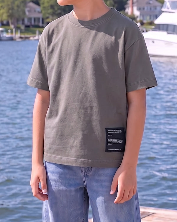 ZARRAA Branded  Boy's Grey Color T-shirt BTS-14