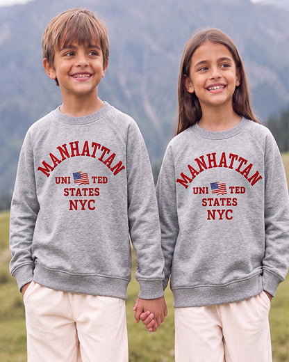 ZARRAA Premium Manhattan NYC Kids’ Embroidered Sweatshirt – Grey Branded  KSWT-05