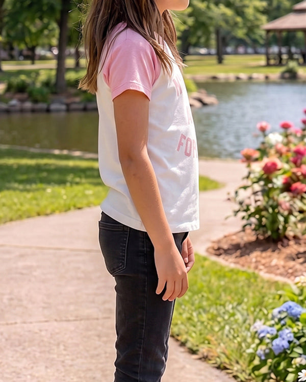 ZARRAA Branded Girl's T-shirt White & Pink Color GTS-03