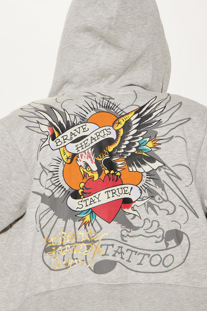 ED HRDY Branded Women's Crop Zipper Hoodie Grey Color HRDH-03