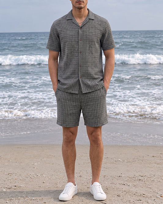 ZARRAA Branded Men's Textured Co-ord Set Black & White Color MCDS-04