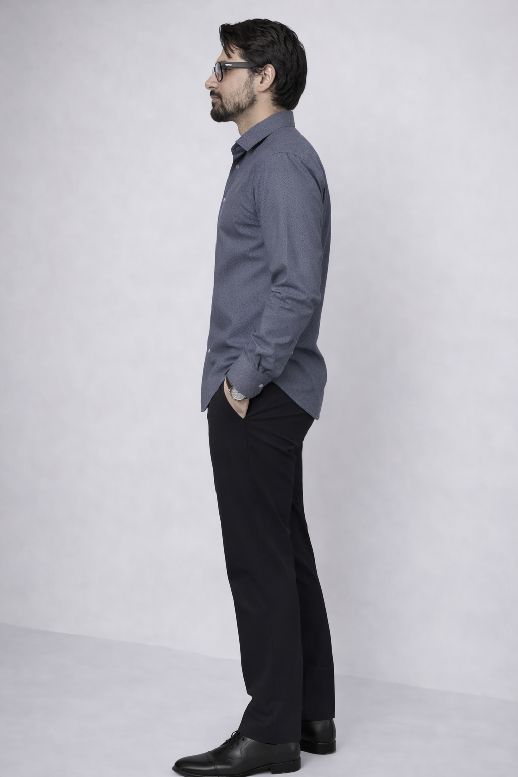 Moos Branded Mens Casual Shirt-Steel Blue MCS-42