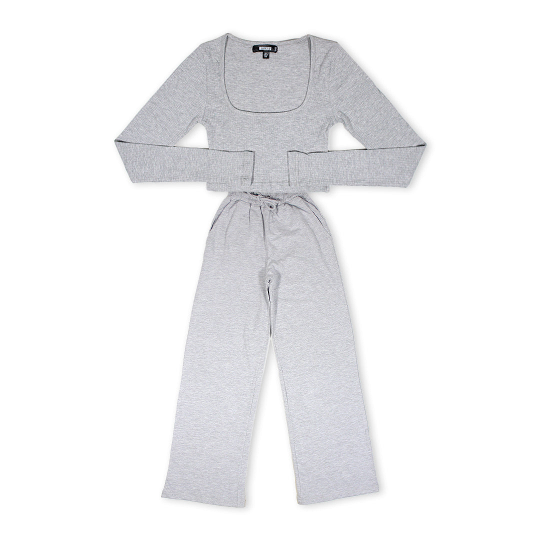 MSSD Women's Crop top & Trouser Suit Light Grey Color MNWS-02