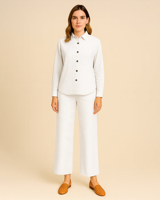 Spark Branded Women’s Premium Co-Ord Set - White WCS-16