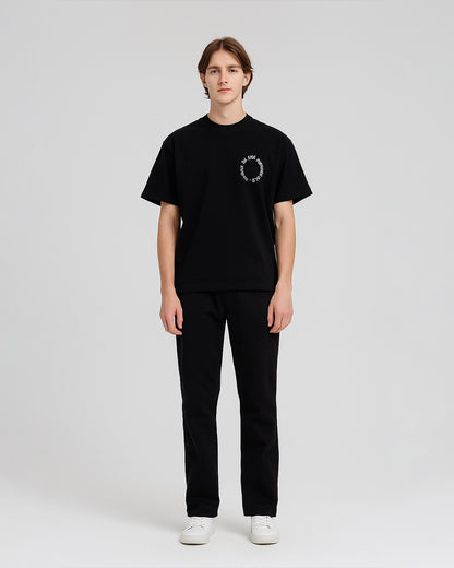 Blanky Branded Black Drop Shoulder Circular Print Tee MT-10