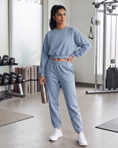 Alos Branded Essential  Fleece Co-Ord Set – Sky Blue (Premium Export)(Trouser & Shirt sold separately) WCS-24