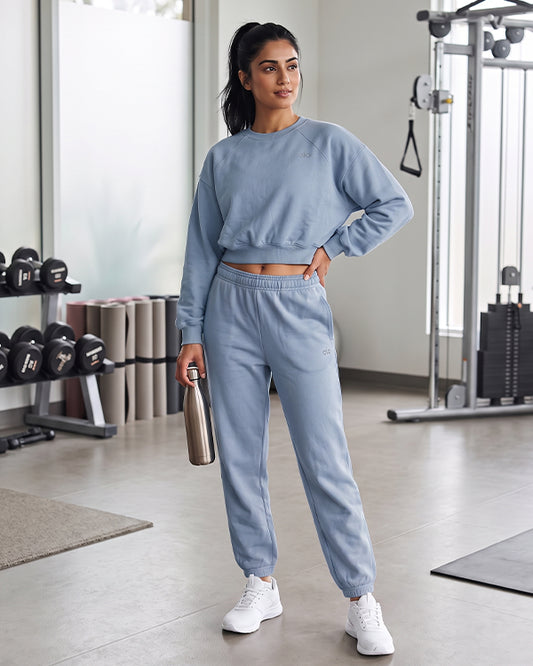 Alos Branded Essential  Fleece Co-Ord Set – Sky Blue (Premium Export)(Trouser & Shirt sold separately) WCS-24
