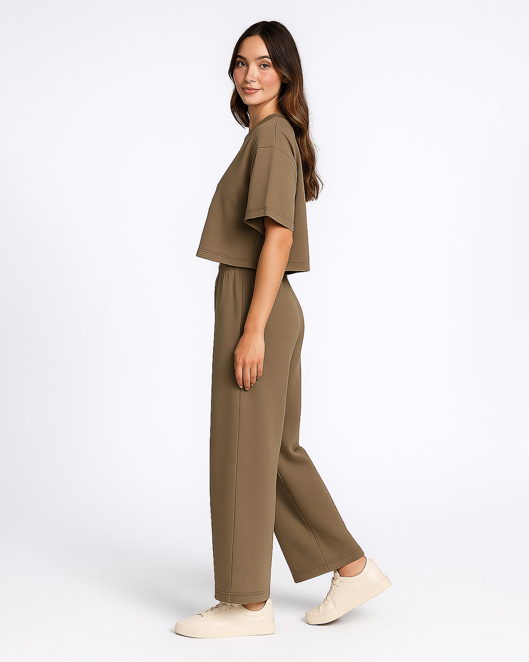 BOOH Branded Women’s Oversized Crop Top – Mocha Brown WTT-13