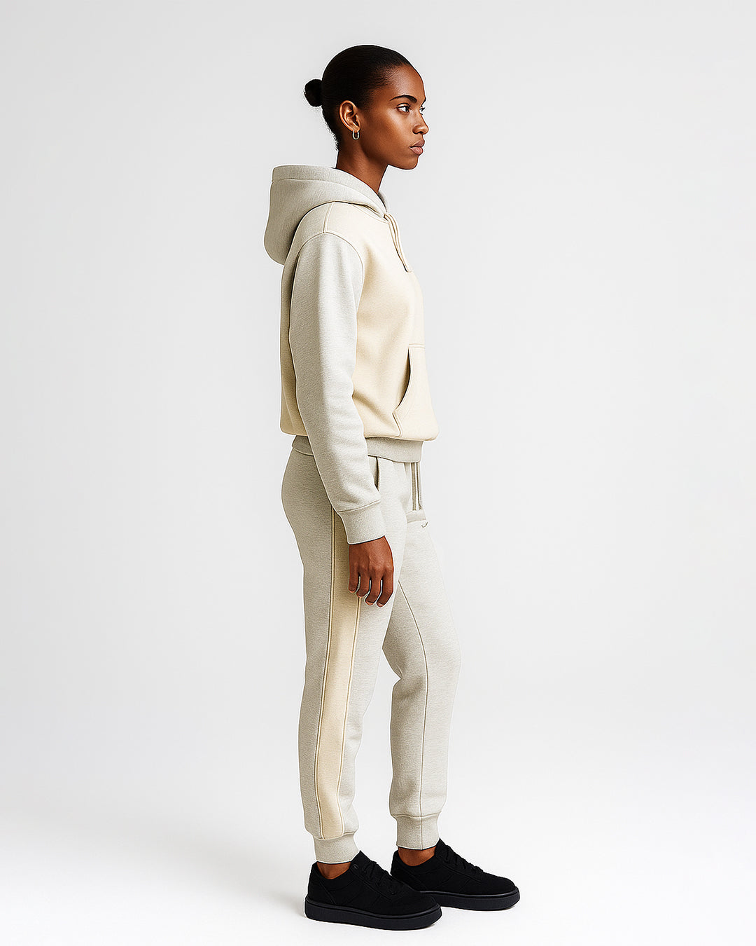 Primk Branded Winter Unisex Premium Fleece Tracksuit Co-ord set – Light Grey & Beige UCS-02