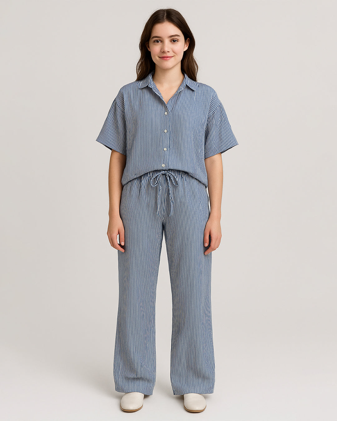 Zelig Branded Navy Blue Striped Co-Ord Set WCS-09