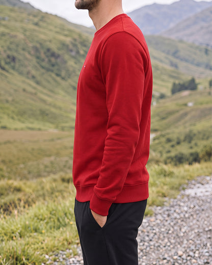 Tomie Hil Branded Mens Red Classic Crewneck Sweatshirt Sp-27