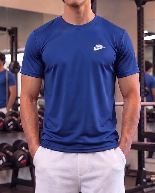 NIKK Men’s Performance Crew Neck Dry Fit T-Shirt - Navy Blue- MDT-23