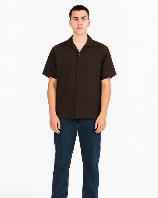 Zelig Branded Casual Textured Shirt Dull Black Color MCS-13
