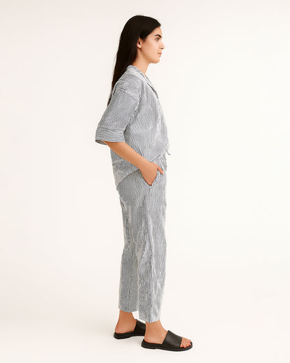 Zelig Branded Blue & White Striped Co-Ord Set WCS-08