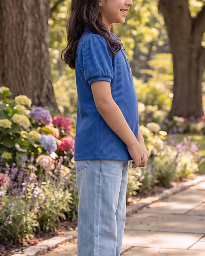 Spark Branded Girls Fusion Top –  Blue GF-11