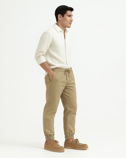 Branded Men’s Essential Jogger Pants –  Light Khaki CFP-46