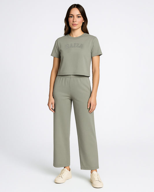 Women's Embroidered Crop Top – Sage Green WTT-15