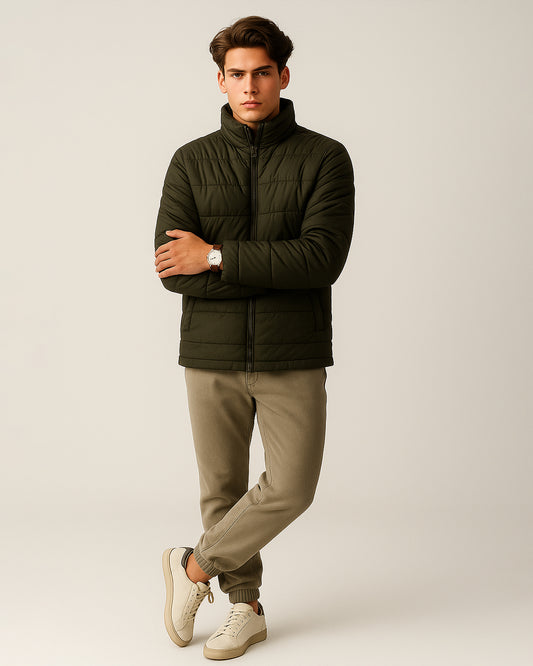 ZELIG Branded Men’s Premium Puffer Jacket – Green MWJ-05