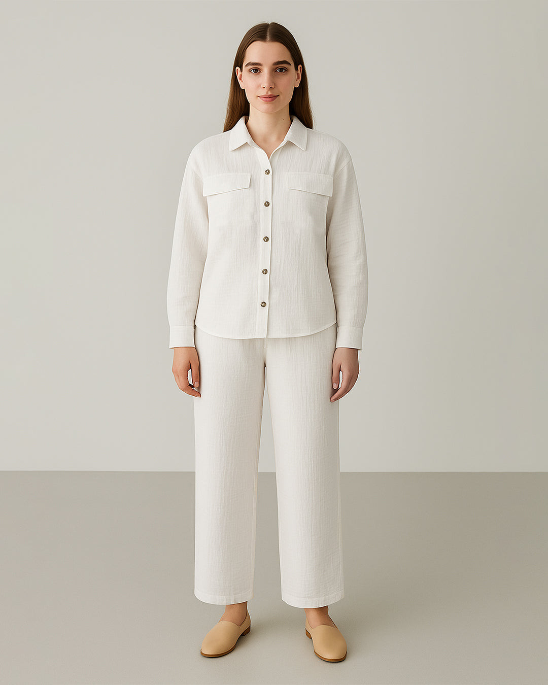 Spark Branded Women’s Premium Co-ord Set – White WCS-28