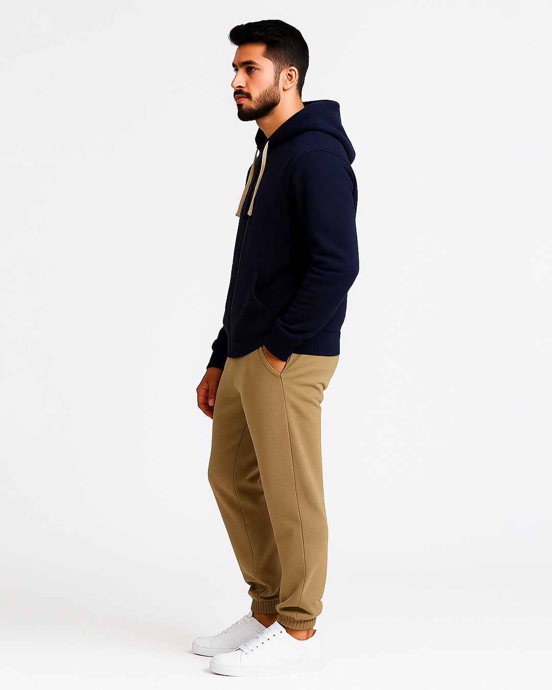 Adony Branded Men’s Essential Fleece Zip-Up Hoodie – Navy Blue MZH-08