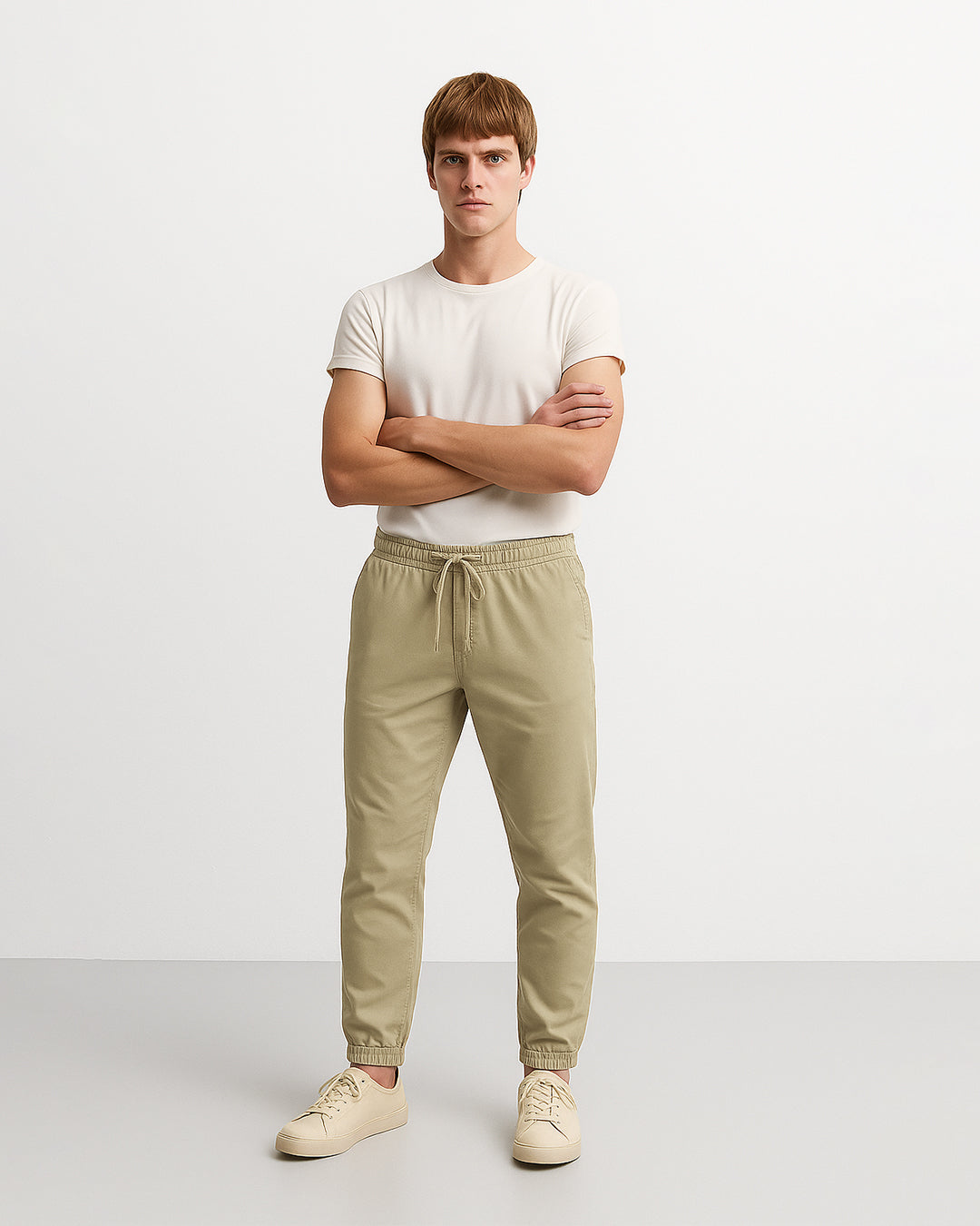 Branded Men’s Essential Jogger Pants –  Light Khaki CFP-46