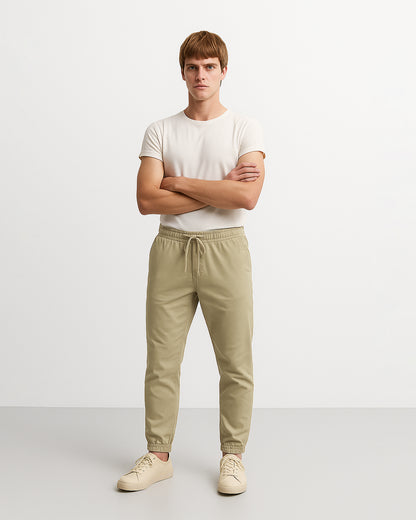 Branded Men’s Essential Jogger Pants –  Light Khaki CFP-46