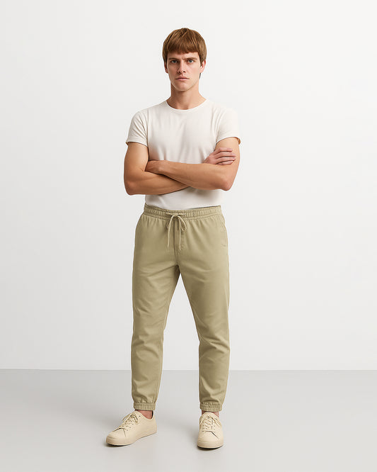 Branded Men’s Essential Jogger Pants –  Light Khaki CFP-46