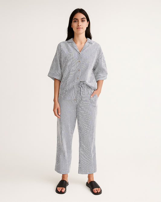 Zelig Branded Blue & White Striped Co-Ord Set WCS-08