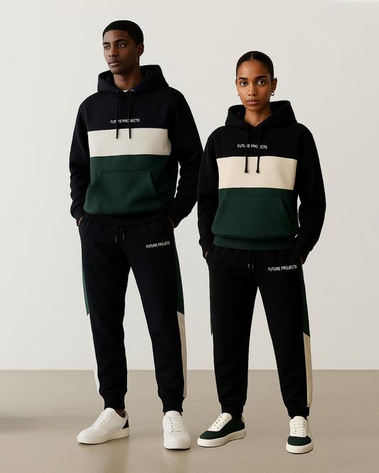 Primk Branded Winter Unisex Pemimum Fleece Tracksuit Co-ord set– Black | Green | Off-White UCS-01